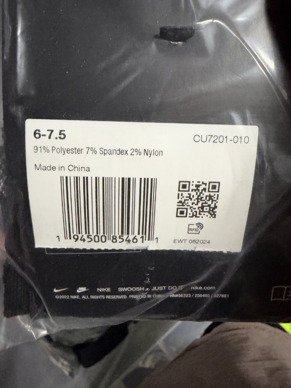 Nike Spark Lightweight Socks 6-7.5 NWT CU7201-010